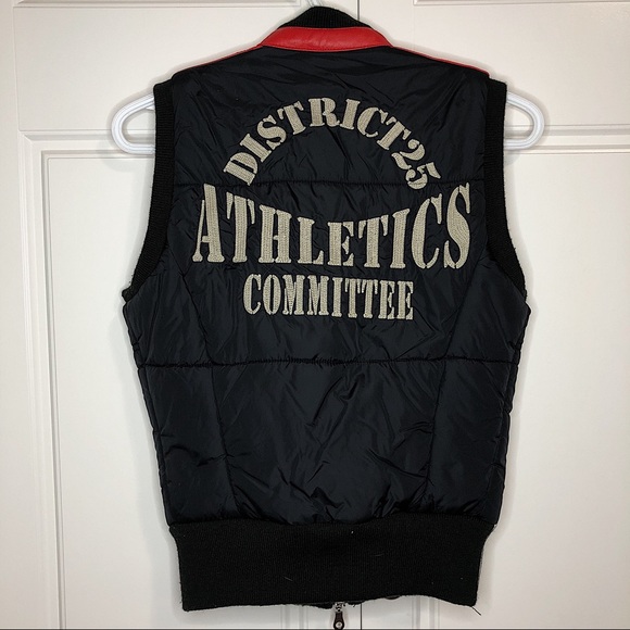 Replay Quilted Bomber Vest Black Red Jacket - Picture 4 of 8